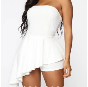 "Maybeline" white tube romper from  FASHIONNOVA